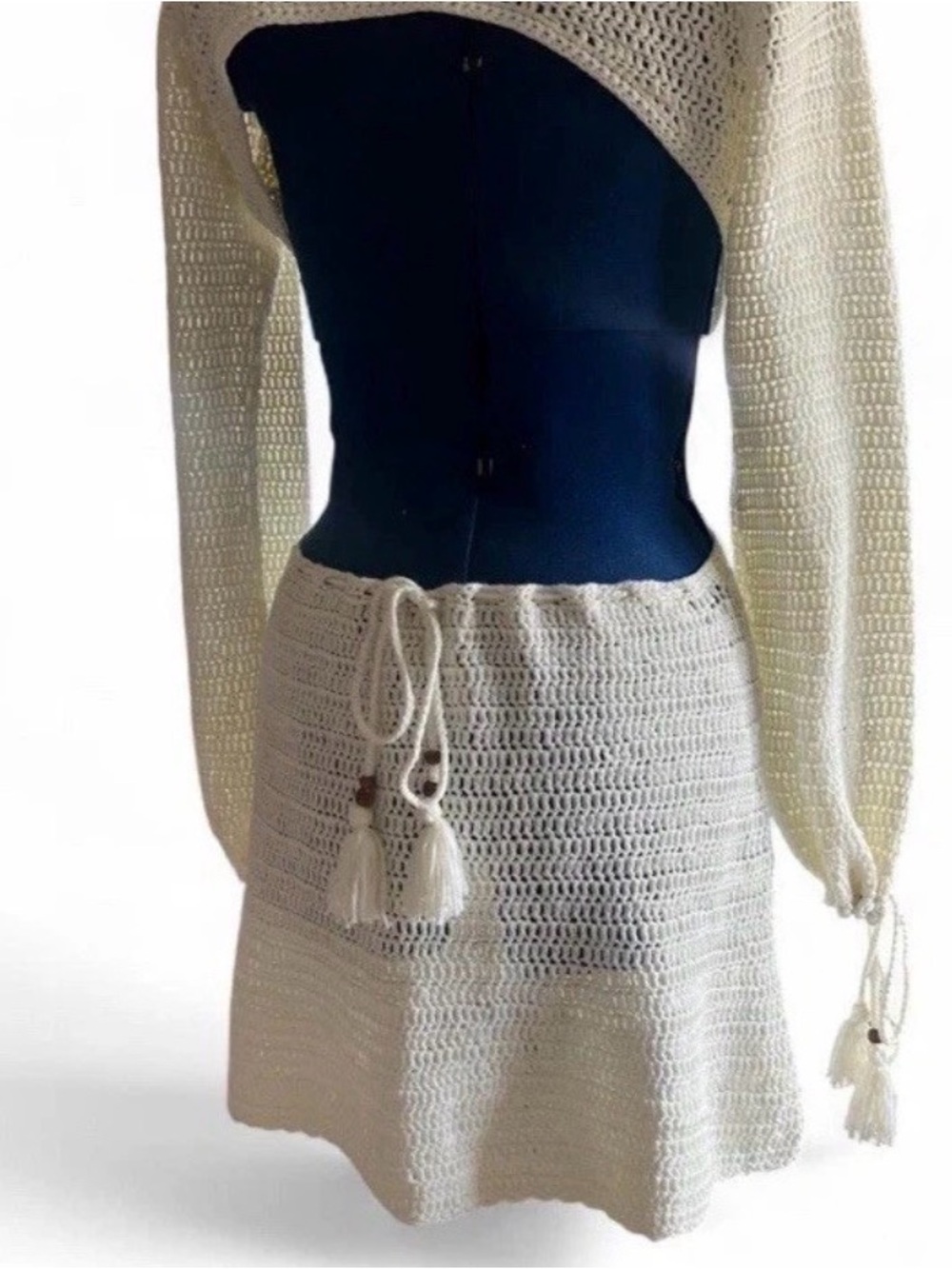 Beginning Boutique Cream Crochet Mini Dress - Picture 3 of 11